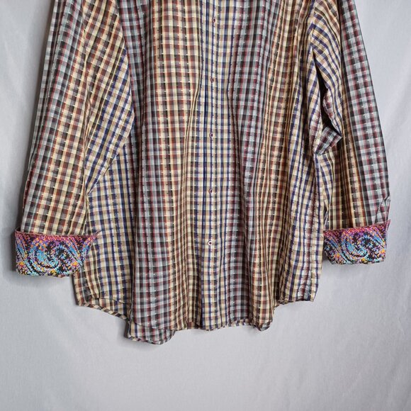 Robert Graham Shirt Style Distinctive Mens 2XLT Multicolor Plaid LongSleeve Flip - Picture 4 of 8